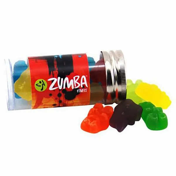Clever Candy Small 3" Candy Tube with Gummy Bears - Custom Ribbons Now