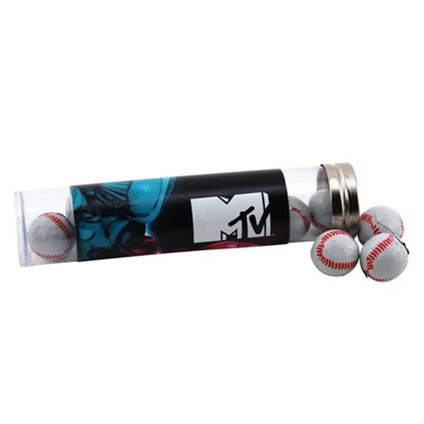 Tube with Chocolate Baseballs - TRB660 - Custom Ribbons Now