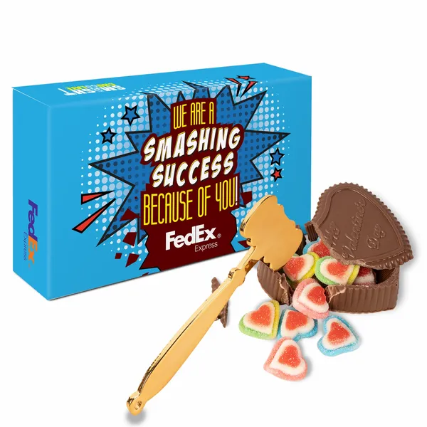 Clever Candy Smash Chocolate Heart with Triple Layer Hearts - Custom Ribbons Now
