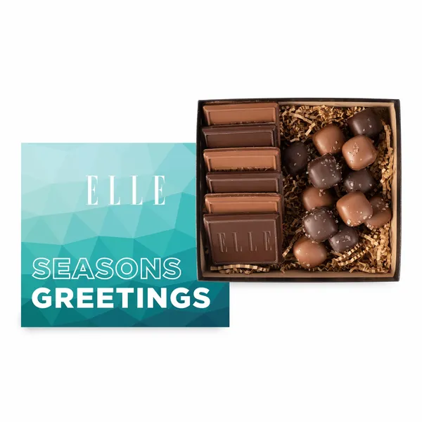 6 Piece Cookie and Confection Gift Box with Sea Salt Caramels-Full Color - Custom Ribbons Now