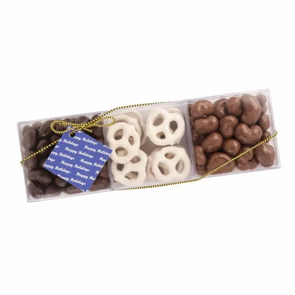 3 Way Square Acetate with Chocolate Confections - Custom Ribbons Now