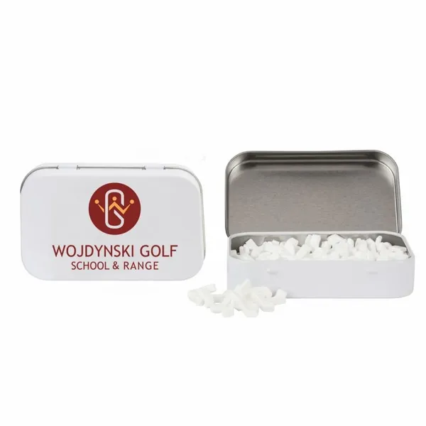 Rectangular Tin with Golf Club Shaped Mints - Custom Ribbons Now