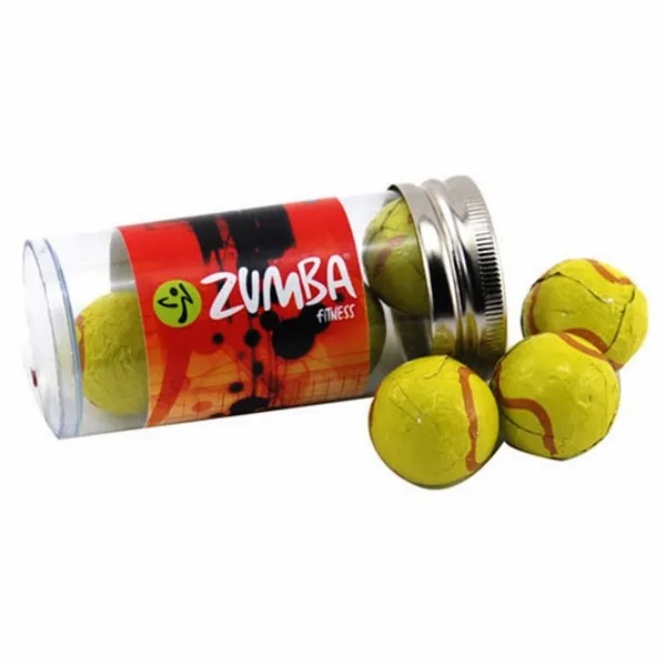 Tube with Choc Tennis Balls - TRB610 - Custom Ribbons Now
