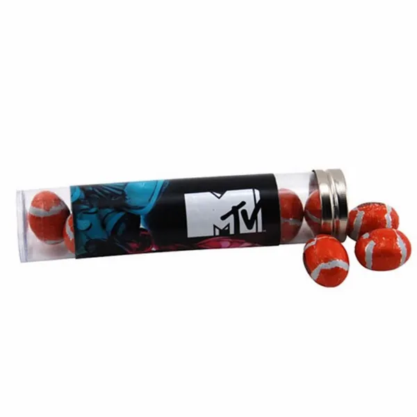 Tube with Chocolate Footballs - TRB660 - Custom Ribbons Now