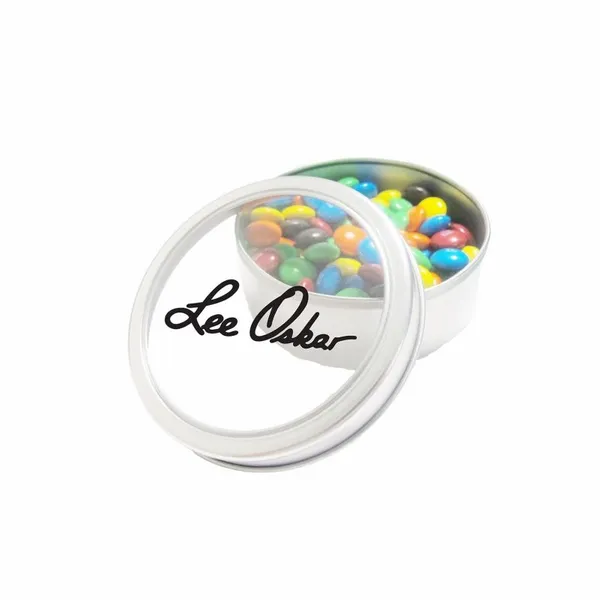 M&M'S® in Large Top View Tin - Custom Ribbons Now