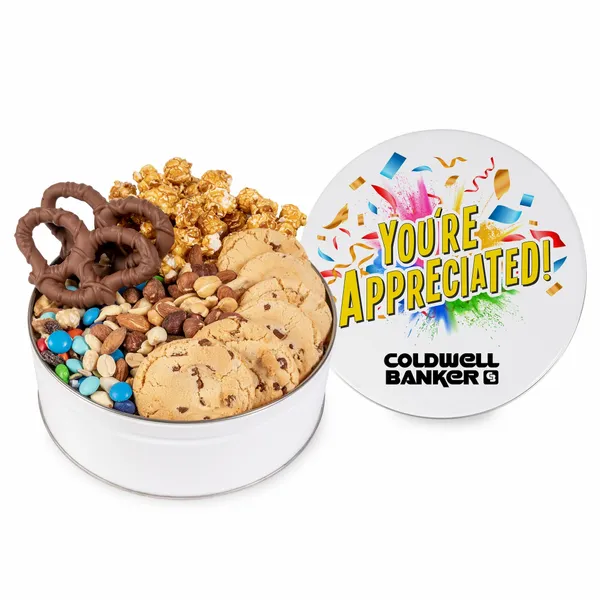 Fresh Beginnings Sweet & Salty Chocolate Explosion Tin - Custom Ribbons Now