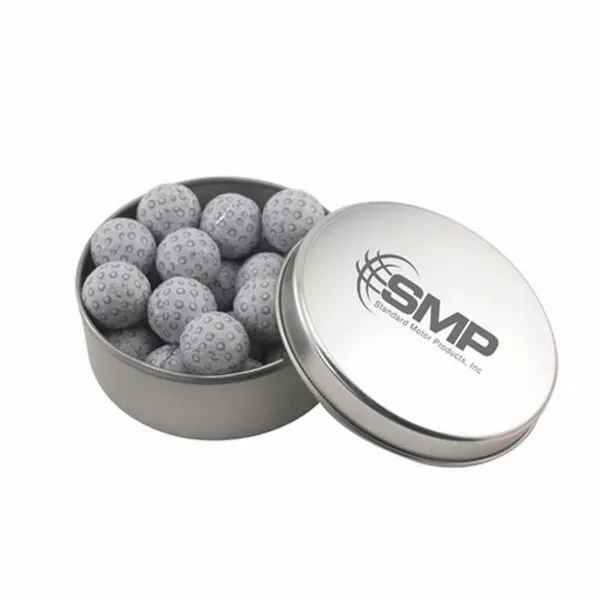 Round Tin with Chocolate Golf Balls - SBF3000 - Custom Ribbons Now