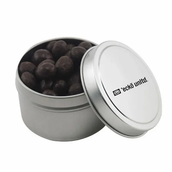 Round Tin with Choc Espresso Beans - SBF3100 - Custom Ribbons Now