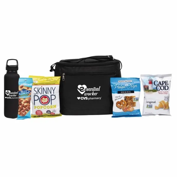 Deluxe Appreciation Cooler Water Bottle Set With Snacks - Custom Ribbons Now