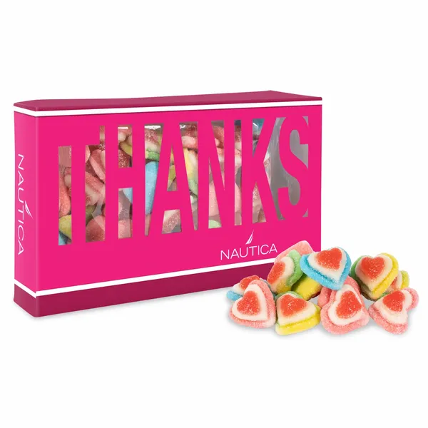 Thanks Die Cut Box with Triple Layer Hearts - Custom Ribbons Now