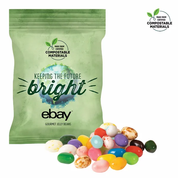 2oz. ECO-Digibag, Compostable & Full Color, Gourmet Jelly Beans - Custom Ribbons Now