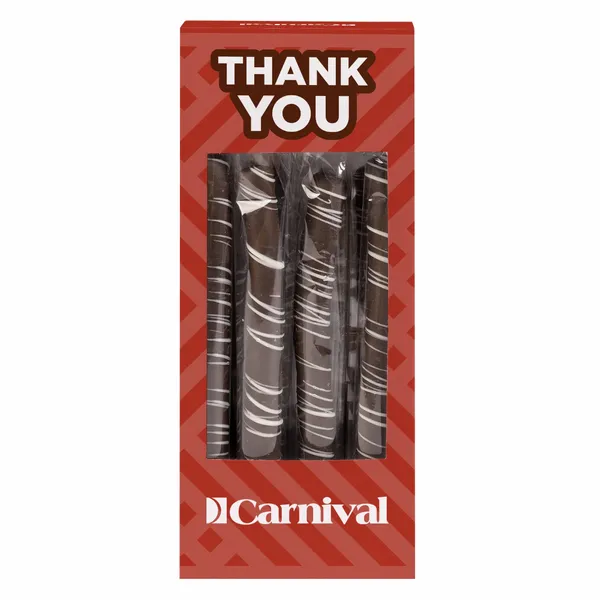 Pretzel Rods - Dark Chocolate With White Drizzle - Custom Ribbons Now