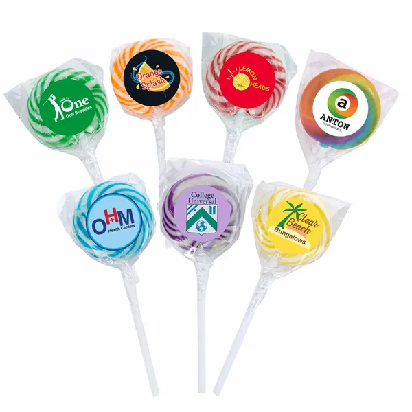 Swirl Lollipop with Round Label - Custom Ribbons Now