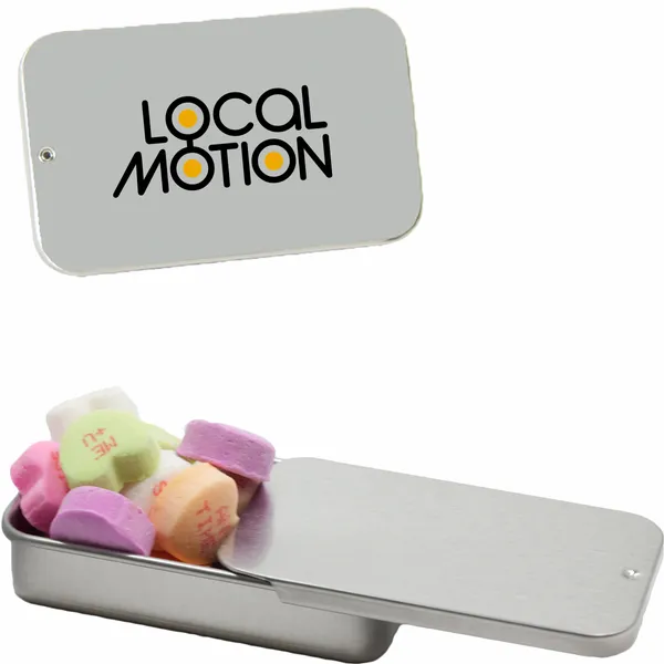 Slider Tin with Conversation Hearts - Custom Ribbons Now