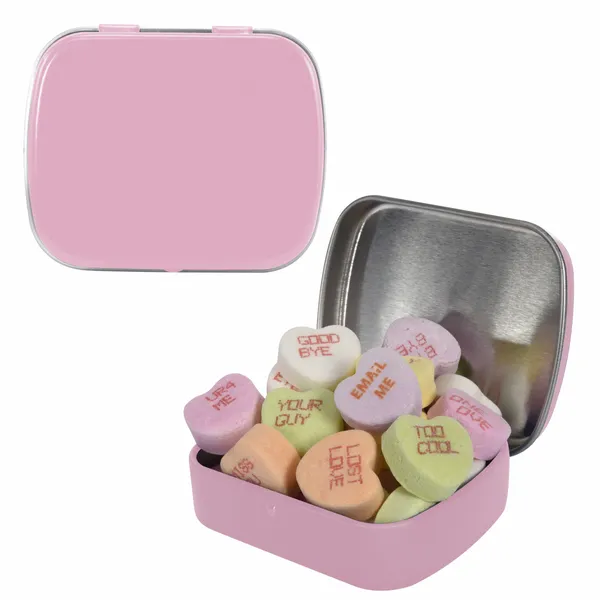 Small Mint Tin with Conversation Hearts - Custom Ribbons Now