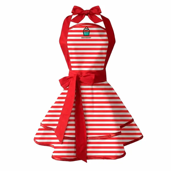 Classic Stripe Double Layer Cotton Aprons - Custom Ribbons Now