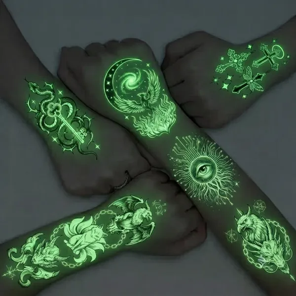 Glow Tattoos with Colorful Imprint - Custom Ribbons Now