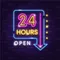 24 Hours Open Neon Sign - Custom Ribbons Now