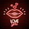 Lips with Love You Neon Sign - Custom Ribbons Now