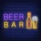 Beer & Bar with Bottle & Glass Neon - Custom Ribbons Now