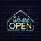 We Are Open Blue and Yellow Neon Sign - Custom Ribbons Now