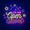 We Are Open Hanging Neon Sign - Custom Ribbons Now