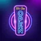 We are Open Vertical Neon Sign - Custom Ribbons Now