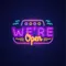 We're Open with Wave Lines Neon Sign - Custom Ribbons Now