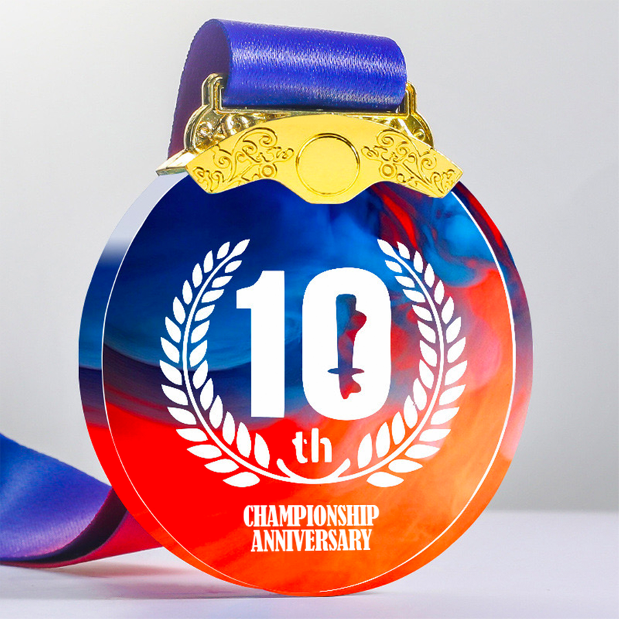 Metal Inlay Crystal Medal - Custom Ribbons Now