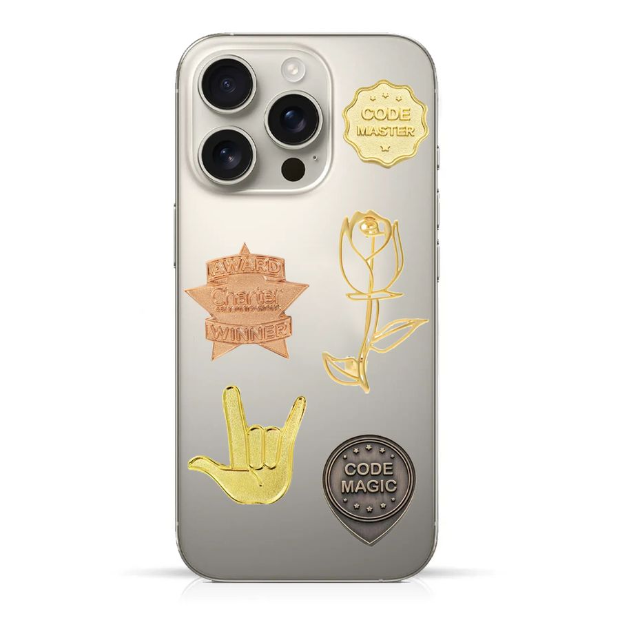 Phone Metal Badge Stickers - Custom Ribbons Now