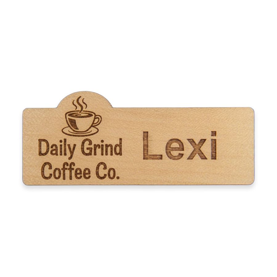 Wooden Name Badges - Custom Ribbons Now