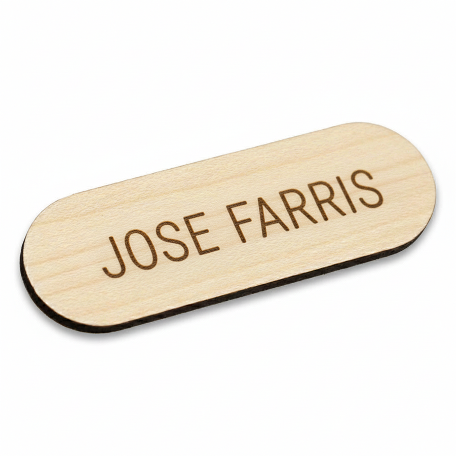 Wooden Name Badges - Custom Ribbons Now