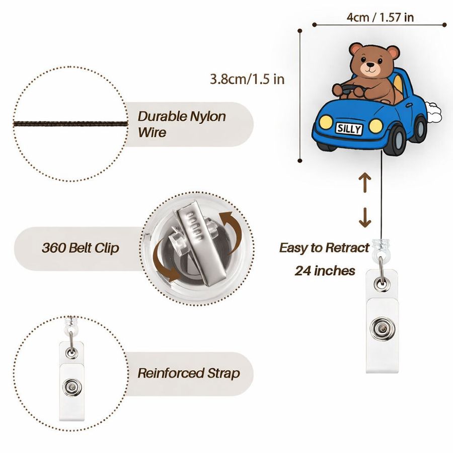 Custom Shape Acrylic Badge Reel - Custom Ribbons Now