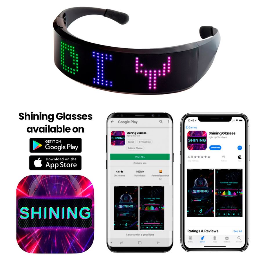 LED Light Up Glasses with Bluetooth - Custom Ribbons Now