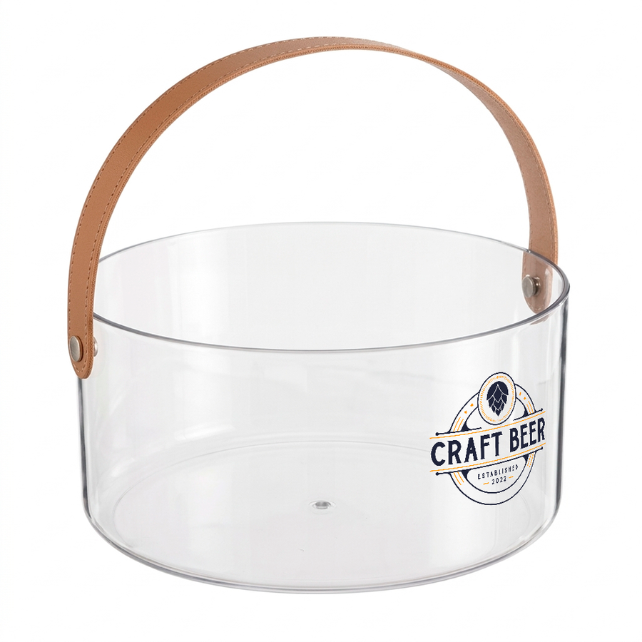 Leather-Strap Clear Drink Buckets - Custom Ribbons Now