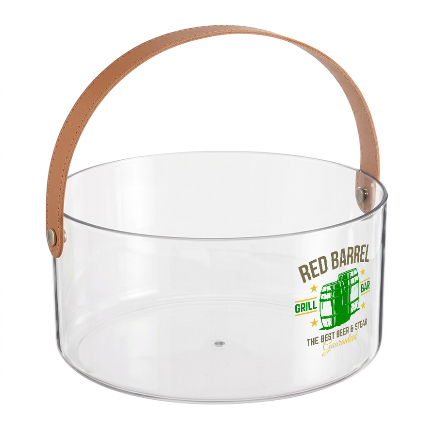 Leather-Strap Clear Drink Buckets - Custom Ribbons Now