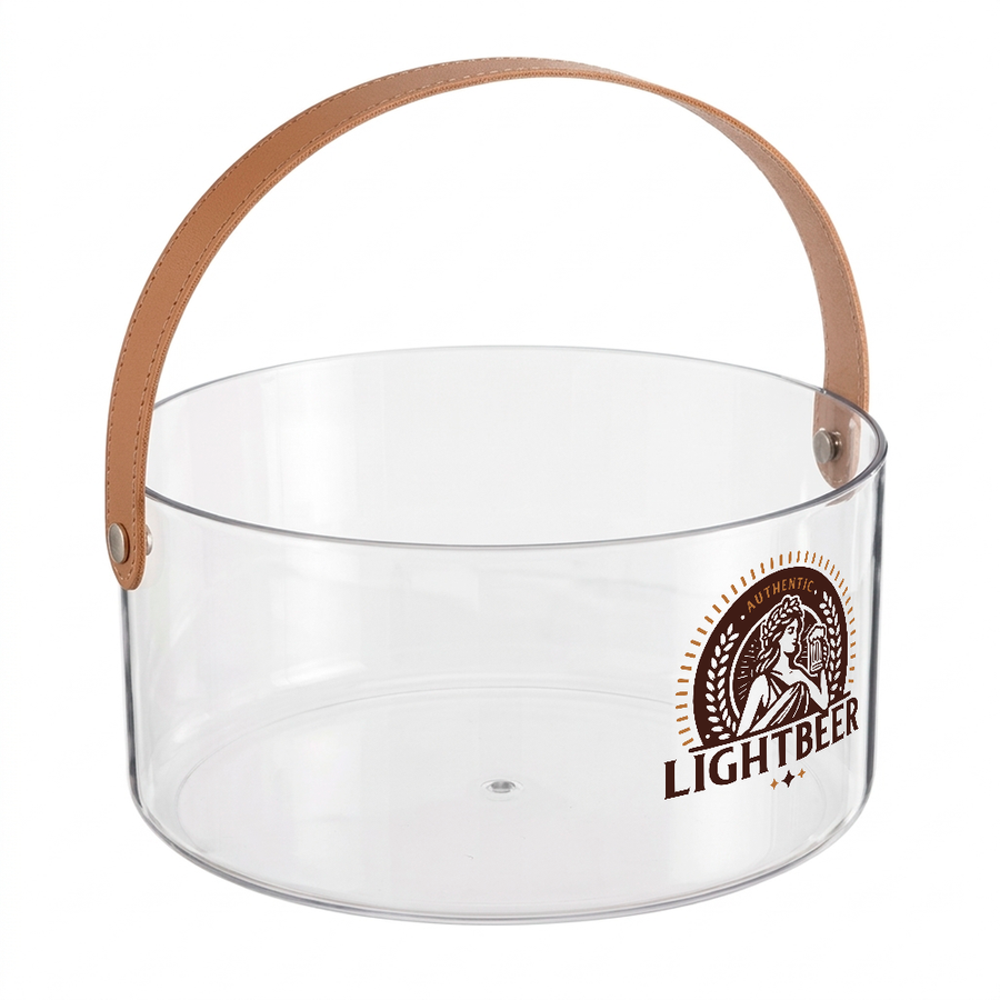 Leather-Strap Clear Drink Buckets - Custom Ribbons Now