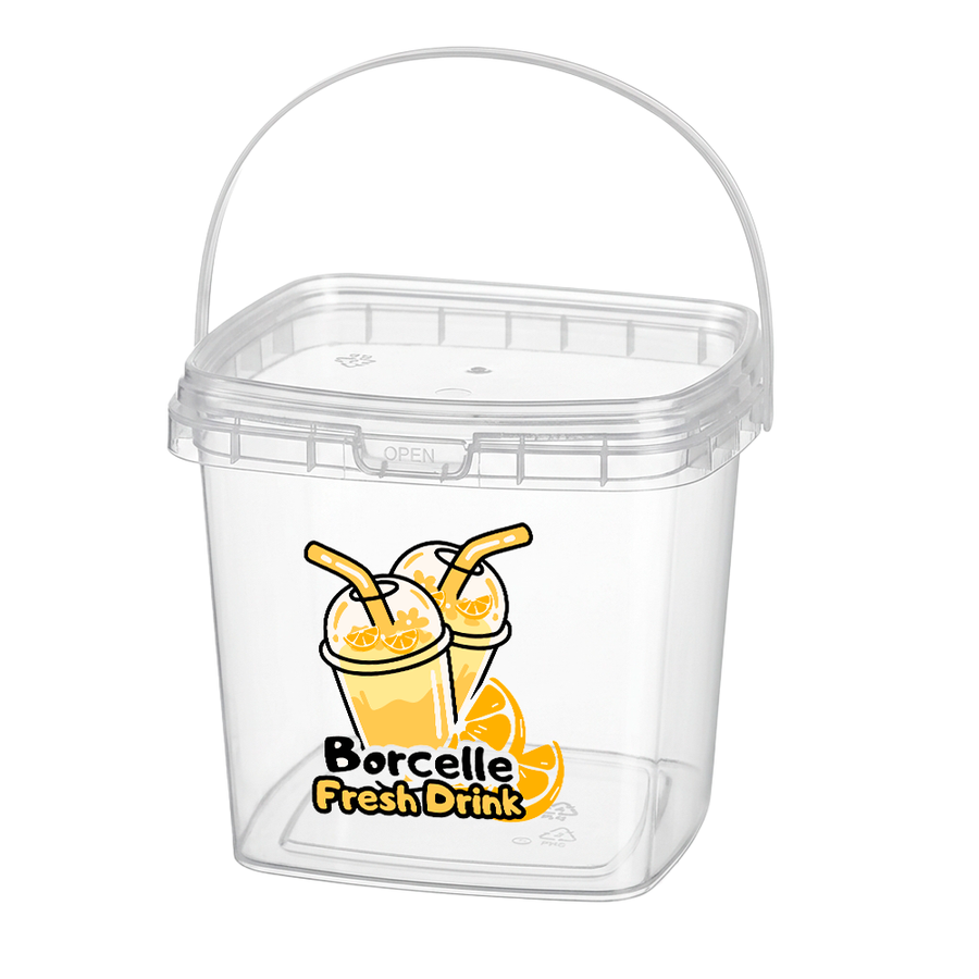 Square Transparent Drink Buckets - Custom Ribbons Now