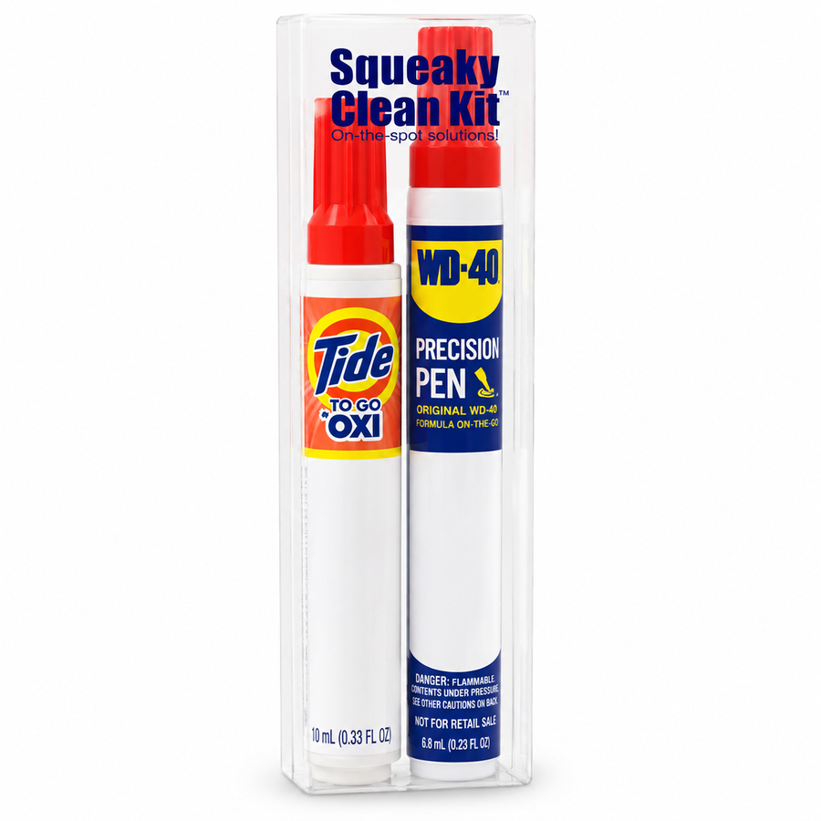 Squeaky Clean Kit - WD-40® Precision Pen and Tide® to Go + Oxi Travel Kits - Custom Ribbons Now