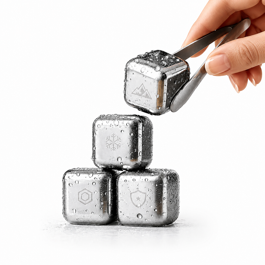 Silver Stainless Steel Ice Cubes - Custom Ribbons Now