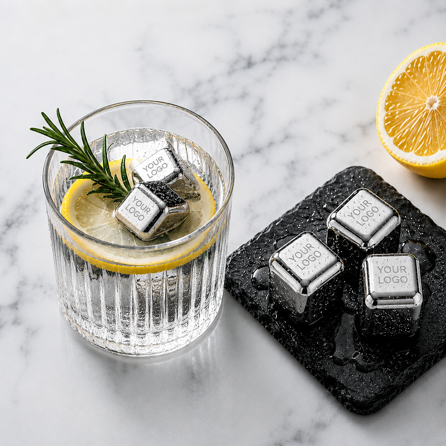 Silver Stainless Steel Ice Cubes - Custom Ribbons Now