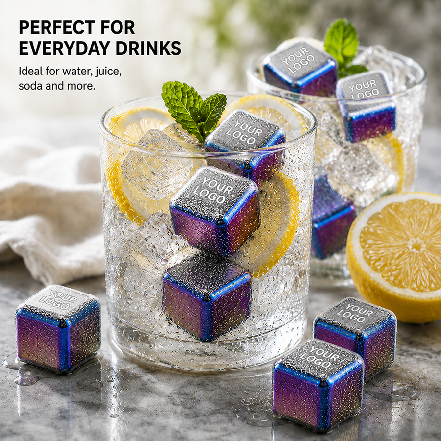 Rainbow Stainless Steel Ice Cubes - Custom Ribbons Now