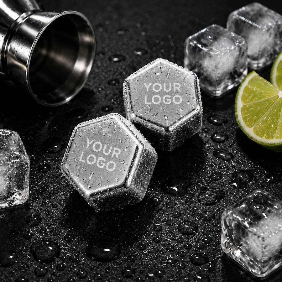 Hexagon Stainless Steel Ice Cubes - Custom Ribbons Now