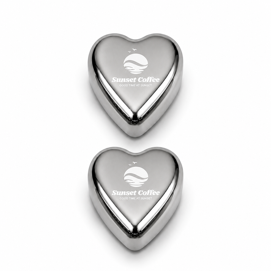 Heart-Shaped Stainless Steel Ice Cubes - Custom Ribbons Now