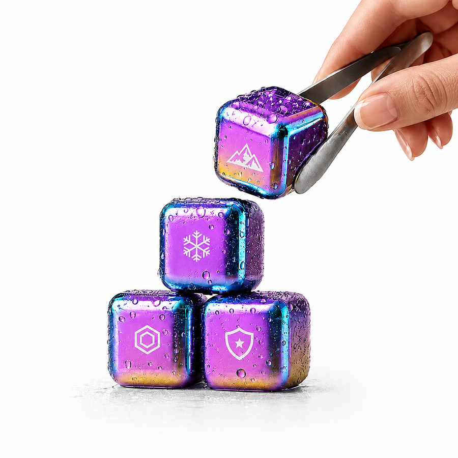 Rainbow Stainless Steel Ice Cubes - Custom Ribbons Now