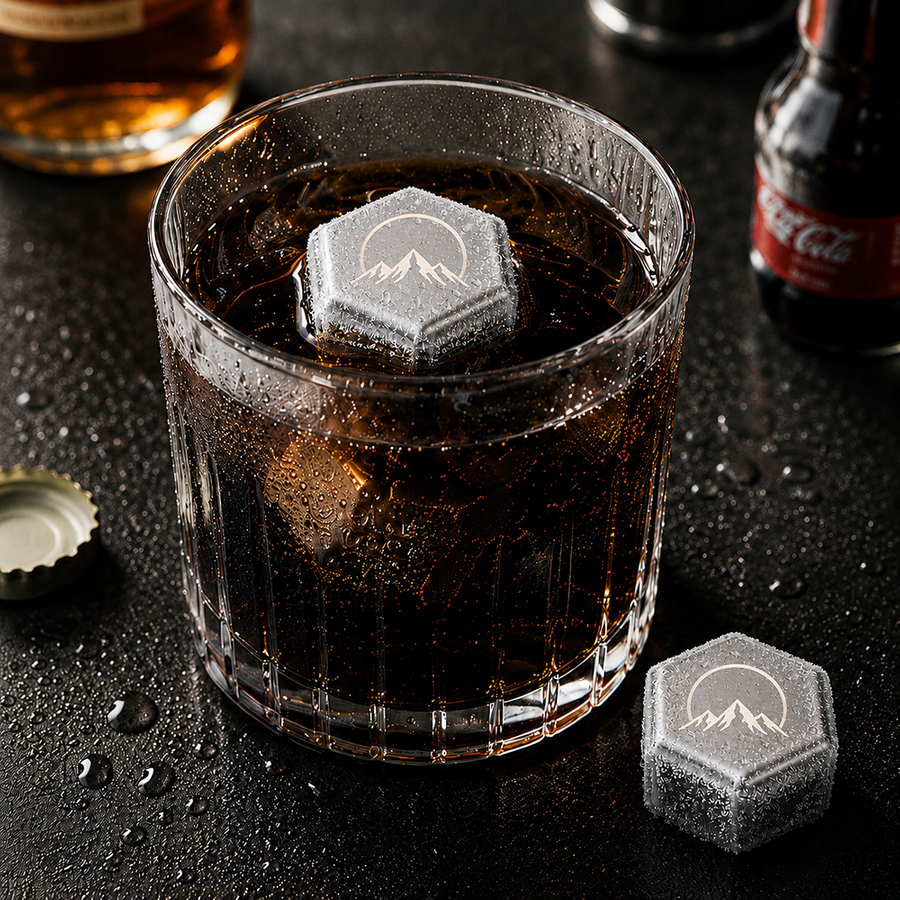 Hexagon Stainless Steel Ice Cubes - Custom Ribbons Now