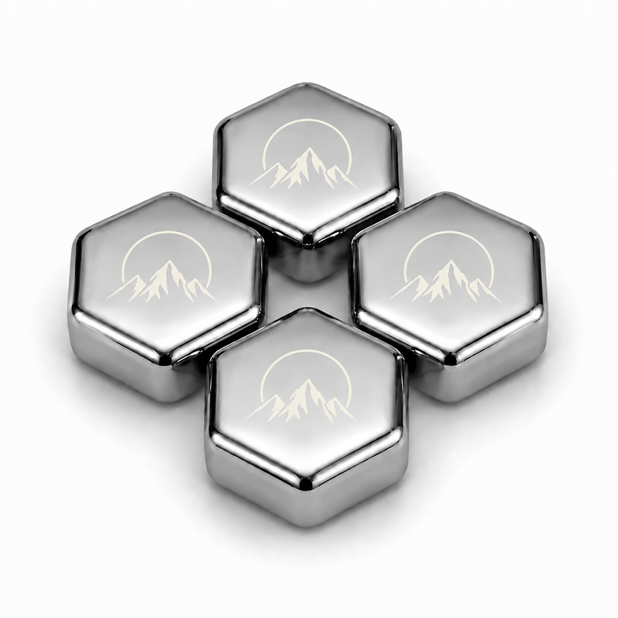 Hexagon Stainless Steel Ice Cubes - Custom Ribbons Now