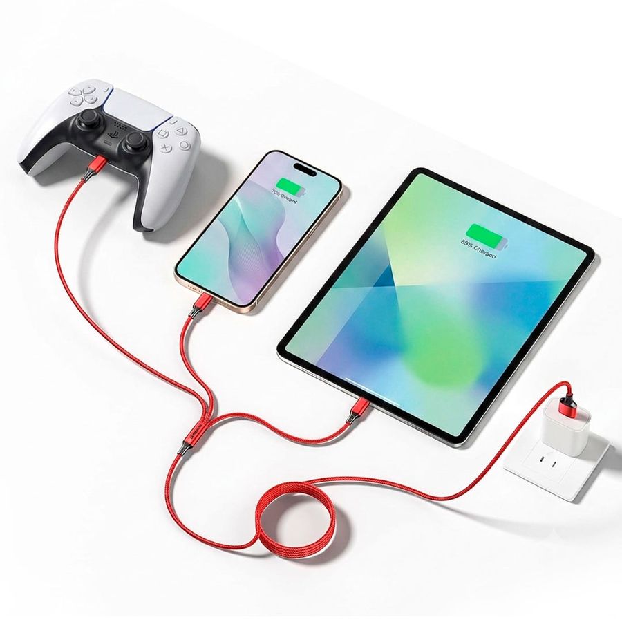 Nylon Braided 3-in-1 Charging Cables - Custom Ribbons Now
