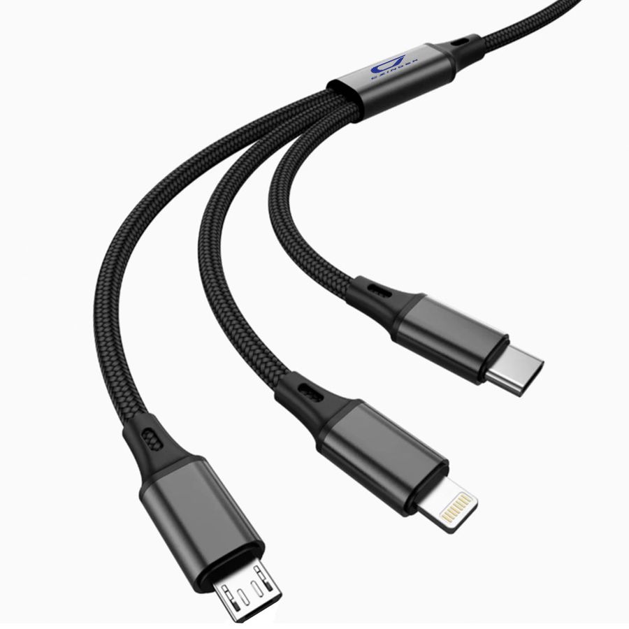Nylon Braided 3-in-1 Charging Cables - Custom Ribbons Now